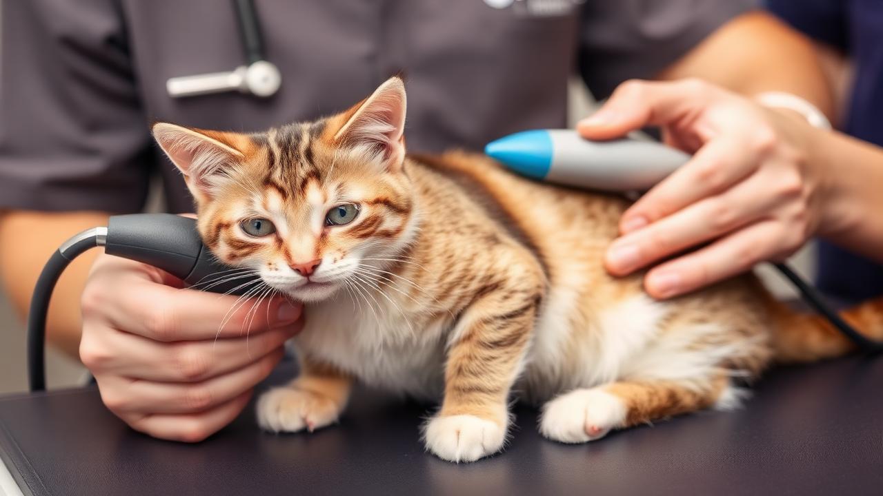 Ultrassonografia veterinária em gato
